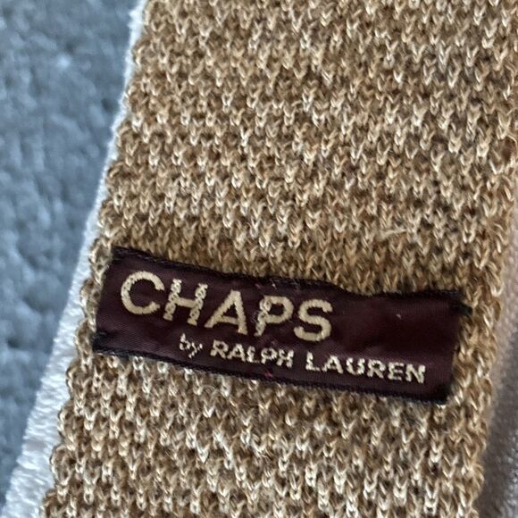 Vintage Chaps Ralph Lauren Men’s Necktie Tan/Brown Knit Neiman Marcus - Picture 5 of 16